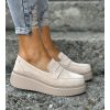 Buty - Lekkie mokasyny slip on na wyższej podeszwie CATTUS BEIGE skóra naturalna - obrazek 4