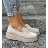Buty - Lekkie mokasyny slip on na wyższej podeszwie CATTUS BEIGE skóra naturalna - obrazek 3