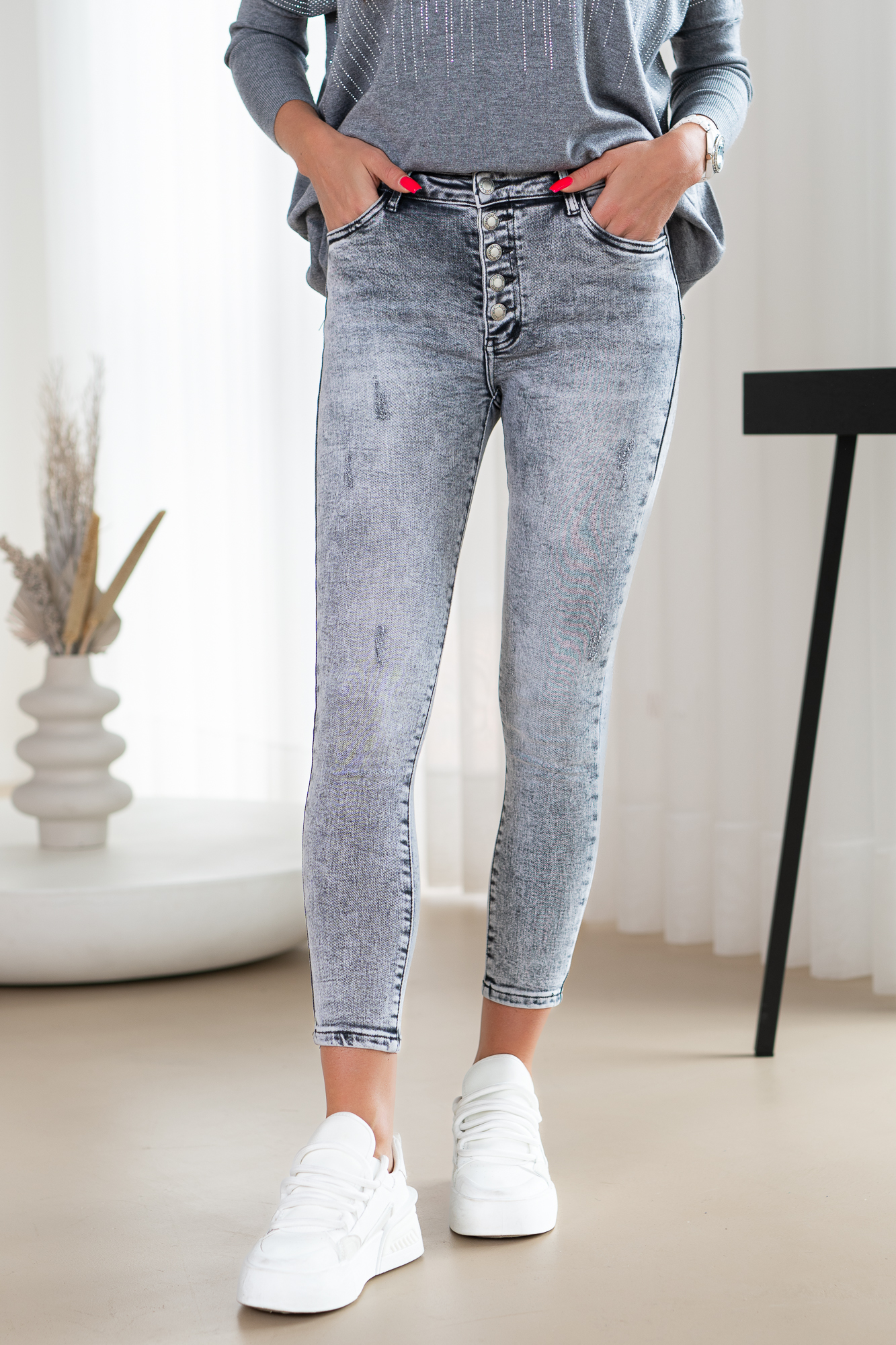 Spodnie ONLBOBBY Średnia talia Krój skinny Jeans