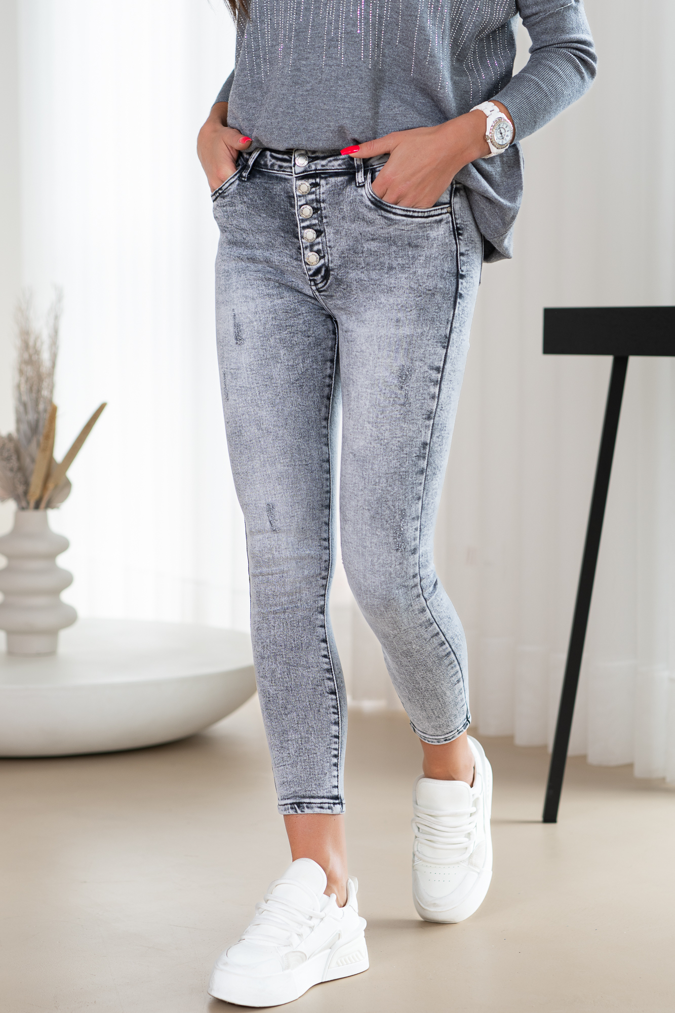 Spodnie ONLBOBBY Średnia talia Krój skinny Jeans